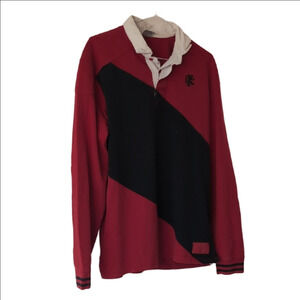 Nike Rugby Men's Red and Black Diagonal Sweater